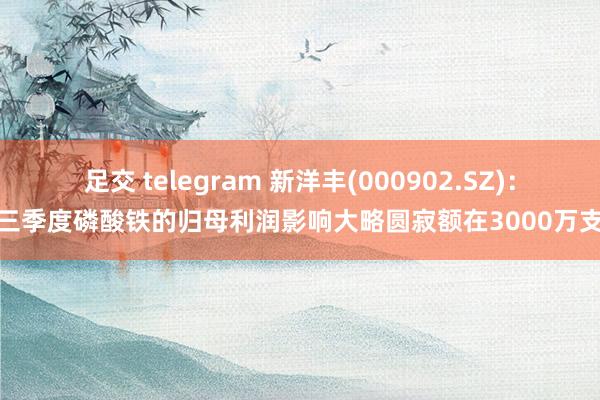 足交 telegram 新洋丰(000902.SZ):前三季度磷酸铁的归母利润影响大略圆寂额在3000万支配