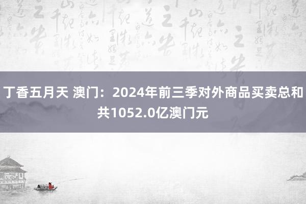 丁香五月天 澳门:2024年前三季对外商品买卖总和共1052.0亿澳门元