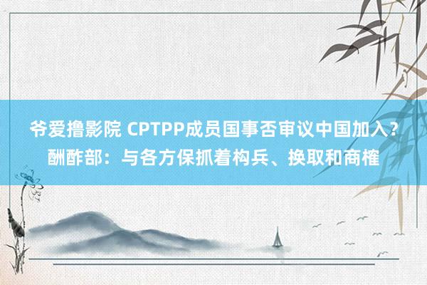 爷爱撸影院 CPTPP成员国事否审议中国加入?酬酢部:与各方保抓着构兵、换取和商榷