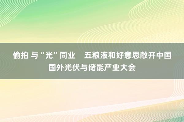 偷拍 与“光”同业 五粮液和好意思敞开中国国外光伏与储能产业大会
