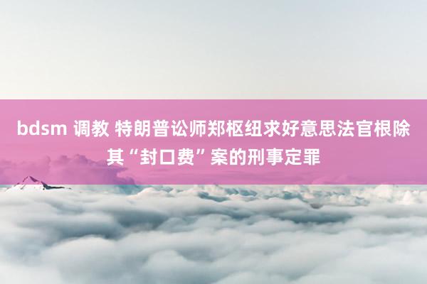 bdsm 调教 特朗普讼师郑枢纽求好意思法官根除其“封口费”案的刑事定罪