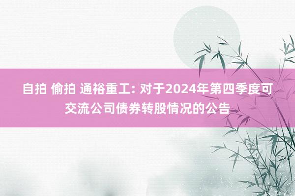 自拍 偷拍 通裕重工: 对于2024年第四季度可交流公司债券转股情况的公告