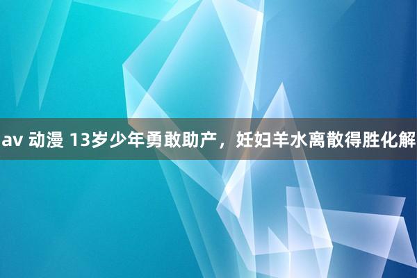 av 动漫 13岁少年勇敢助产,妊妇羊水离散得胜化解